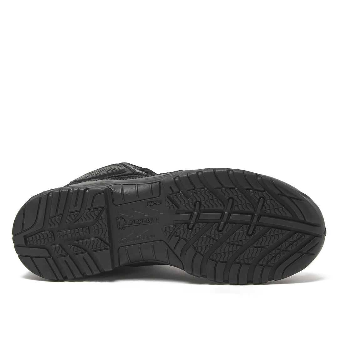 Black boot outsole with deep tread pattern for rugged traction