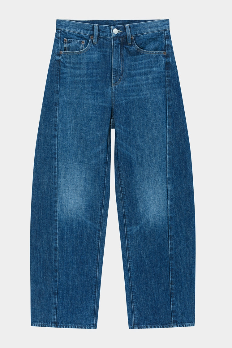 Crush Curve ankle jeans front, button waist, side pockets, mid-wash denim