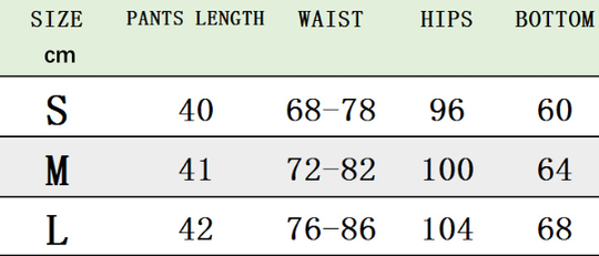 Size chart for women&