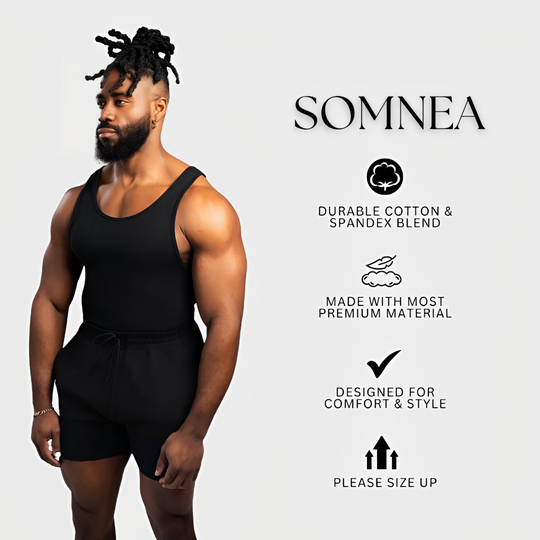 Somnea Cotton Tank Top in Schwarz, ärmellos mit Rundhalsausschnitt