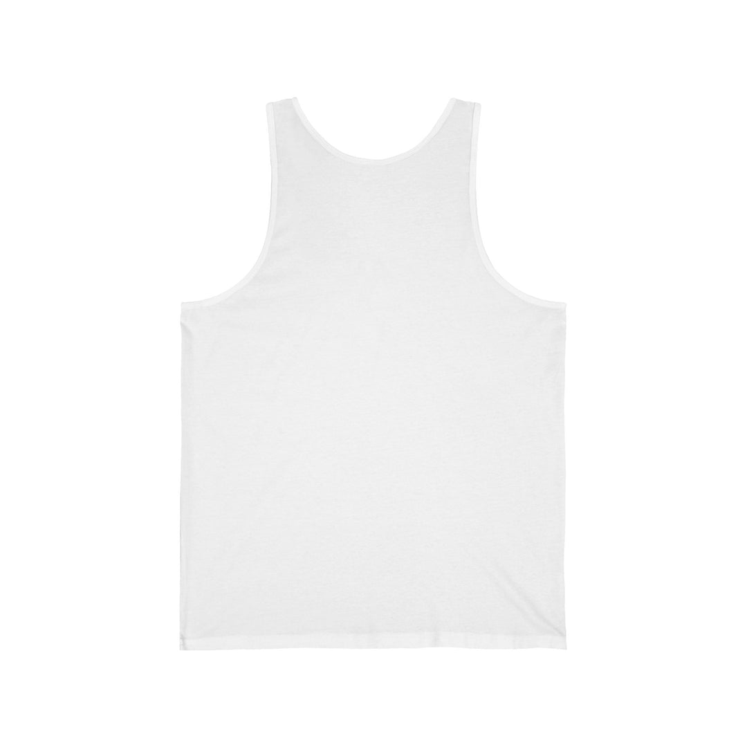 White tank top, plain front with scoop neckline and wide shoulder straps