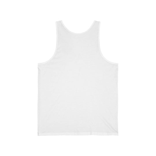 White tank top, plain front with scoop neckline and wide shoulder straps