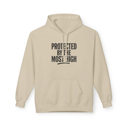 Sand hoodie with “PROTECTED BY THE MOST HIGH” front print