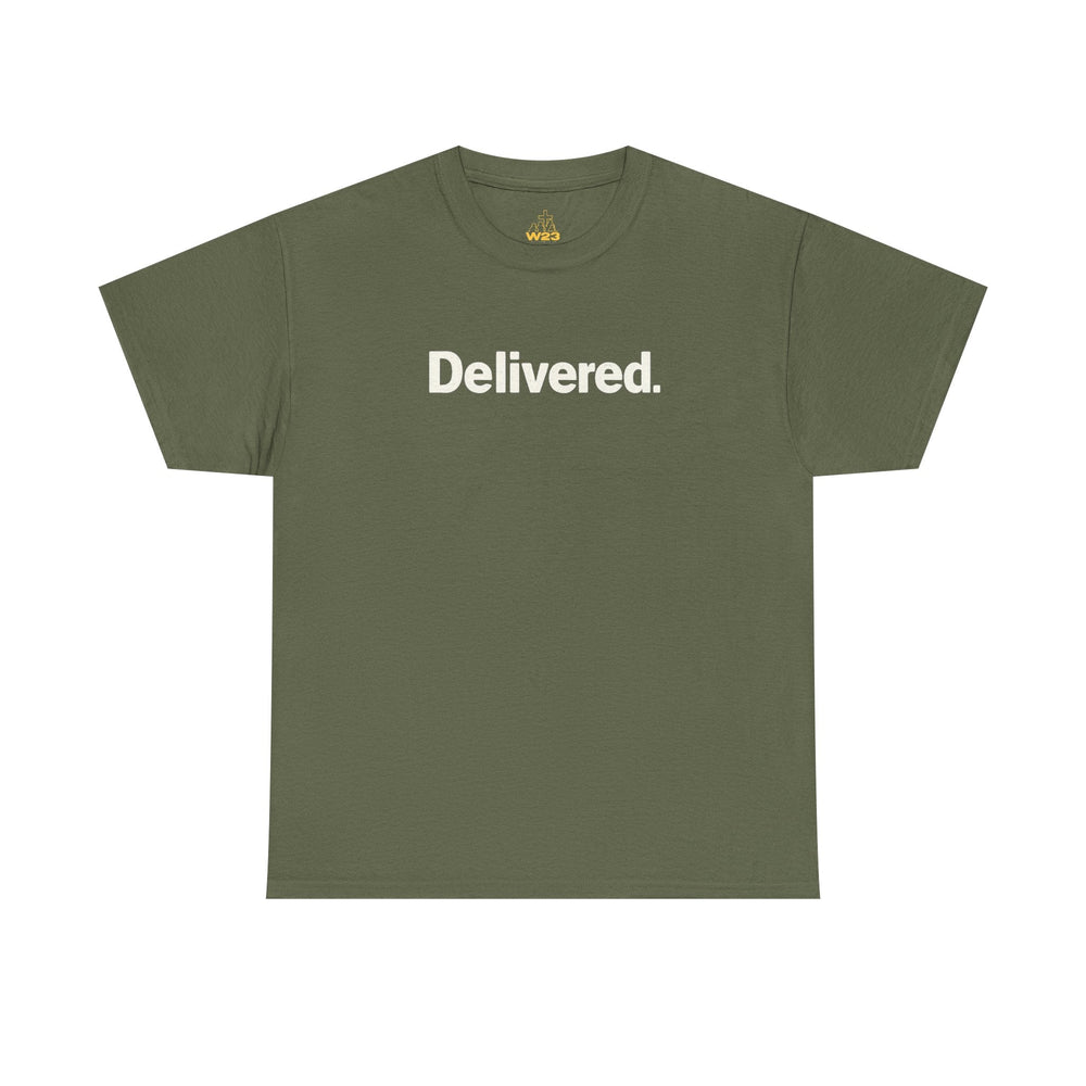 Olive green Delivered. logo T-shirt, crew neck, short sleeves