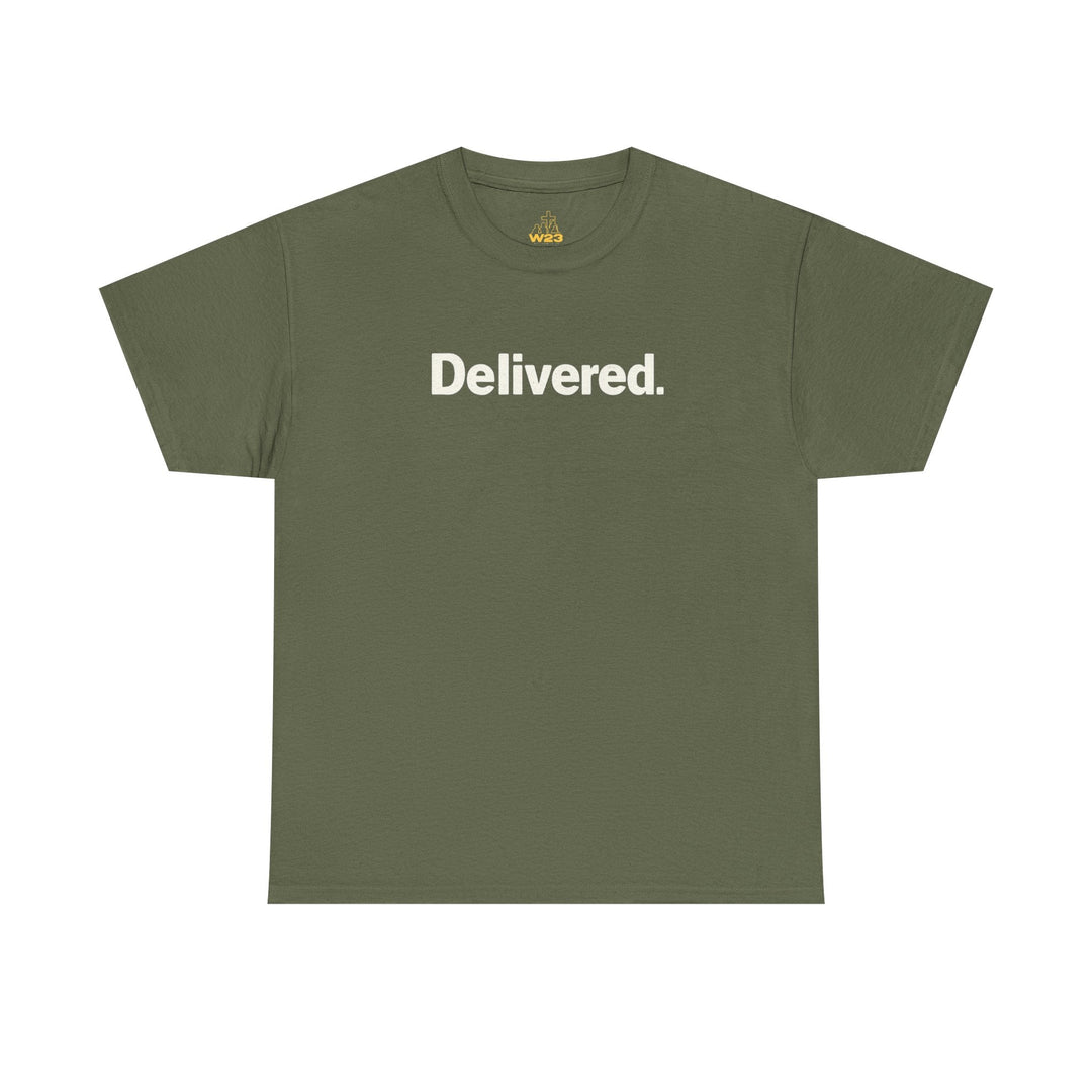 Olive green Delivered. logo T-shirt, crew neck, short sleeves