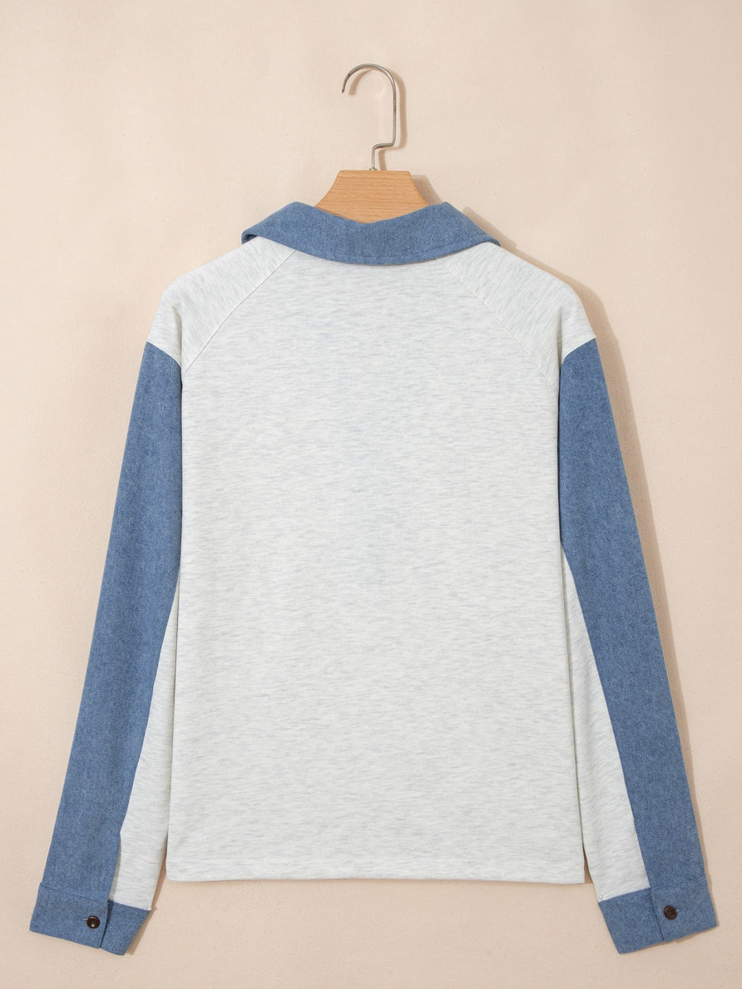 Color Block Button Detail Long Sleeve Top