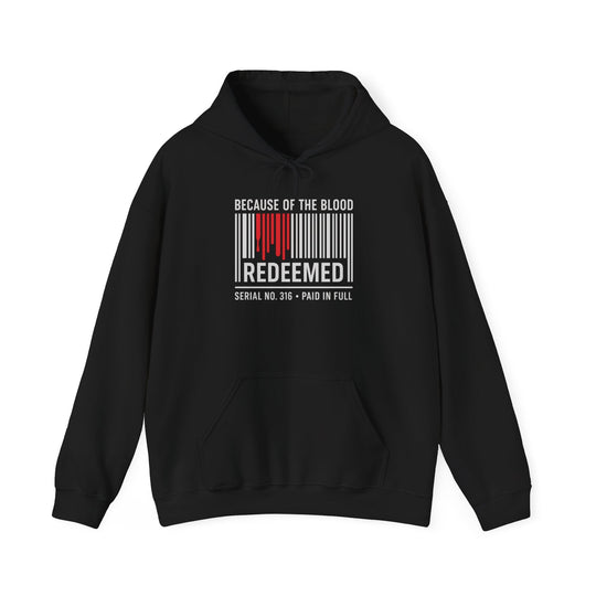Black unisex hoodie with front graphic text, hood, and kangaroo pocket
