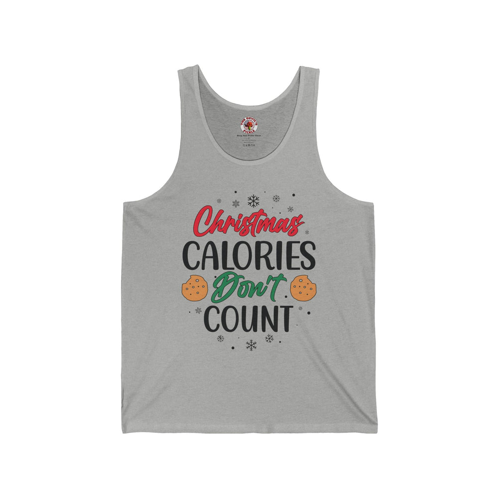 Athletic-Heather Tanktop mit Aufdruck „Christmas Calories Don’t Count“