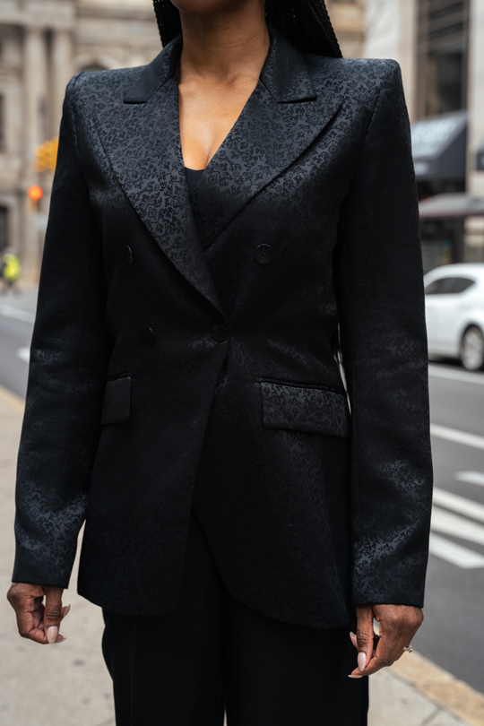 Black PREMIER Blazers blazer: tailored fit, notched lapel, button front and chest pocket