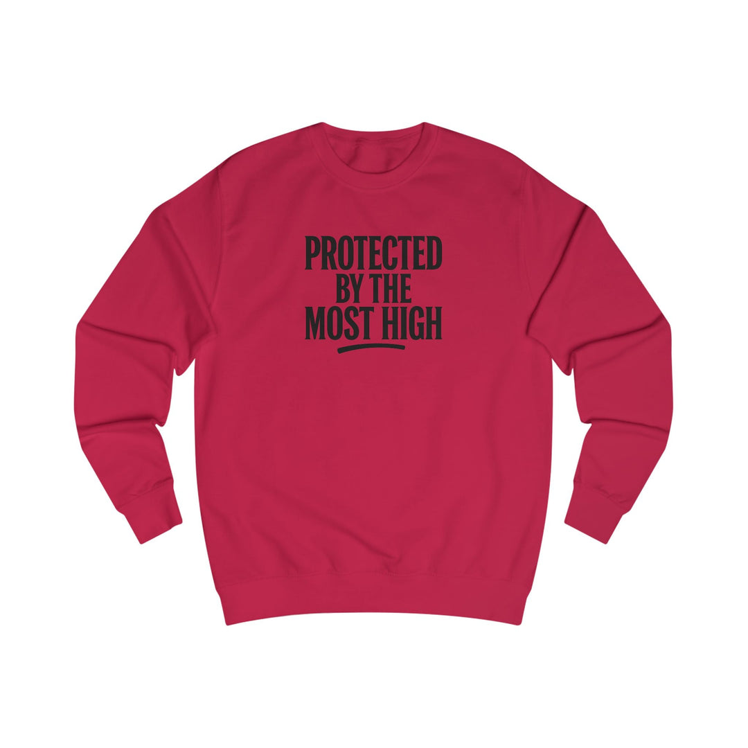 Hot Pink crewneck sweatshirt with “Protected By The Most High” front print.