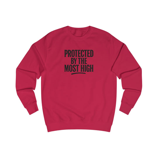 Hot Pink crewneck sweatshirt with “Protected By The Most High” front print.