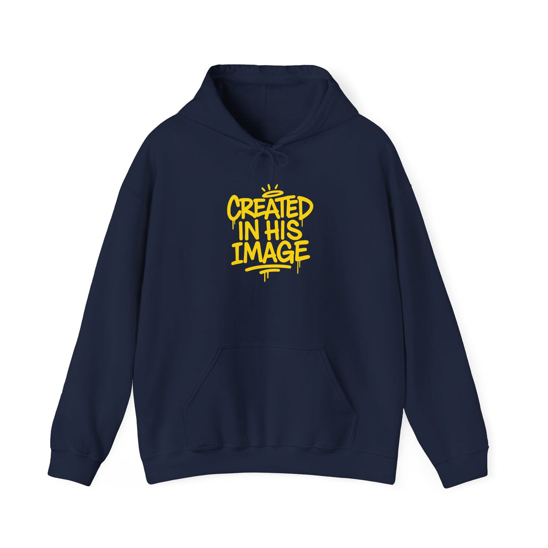 Navy hoodie with &