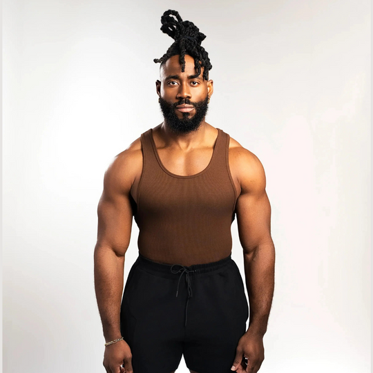 Cotton 340gsm Tank Top in Chocolate Brown, ärmellos mit Rundhalsausschnitt