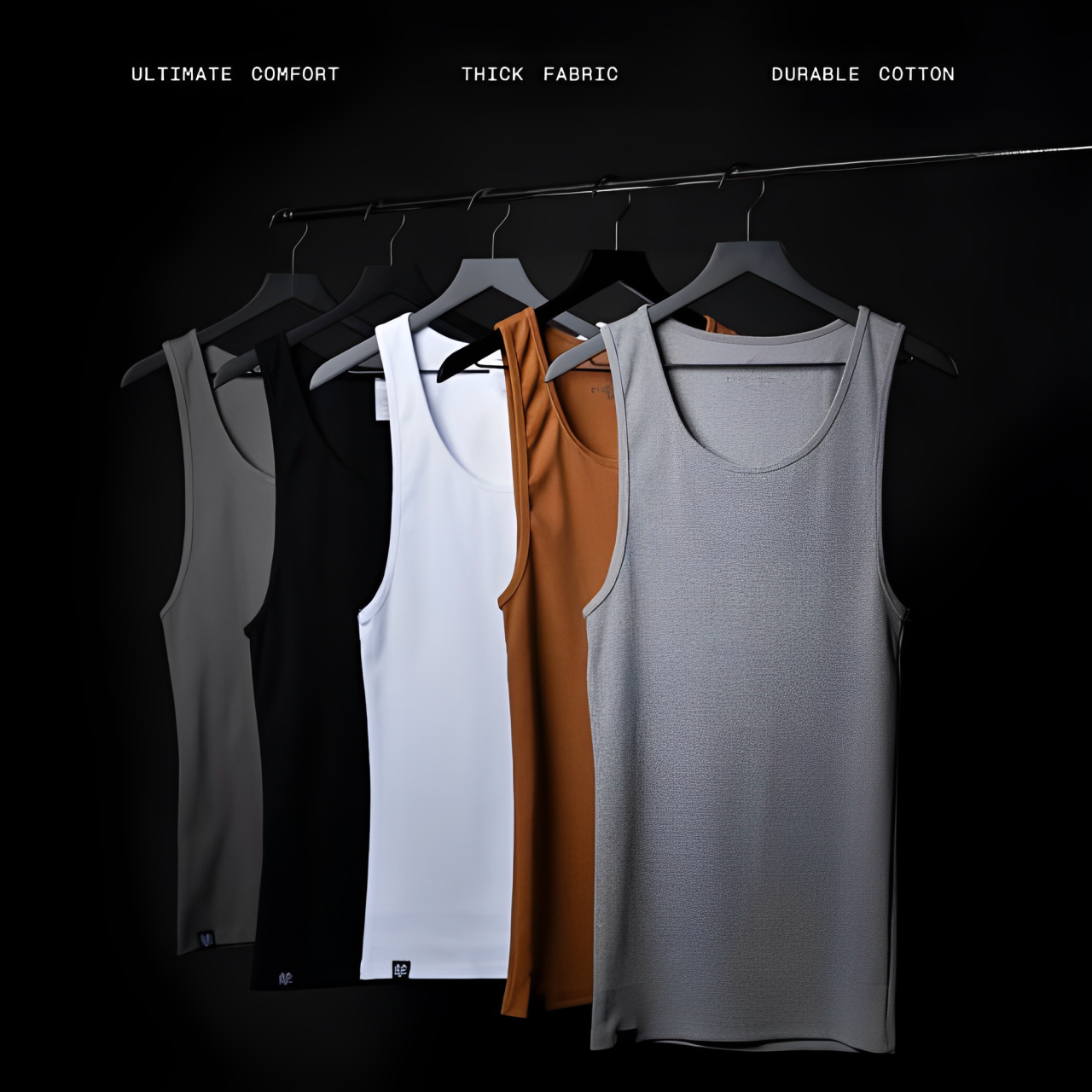 Cotton 340gsm Tank Top, mehrere Farben: weiß, grau, braun und schwarz