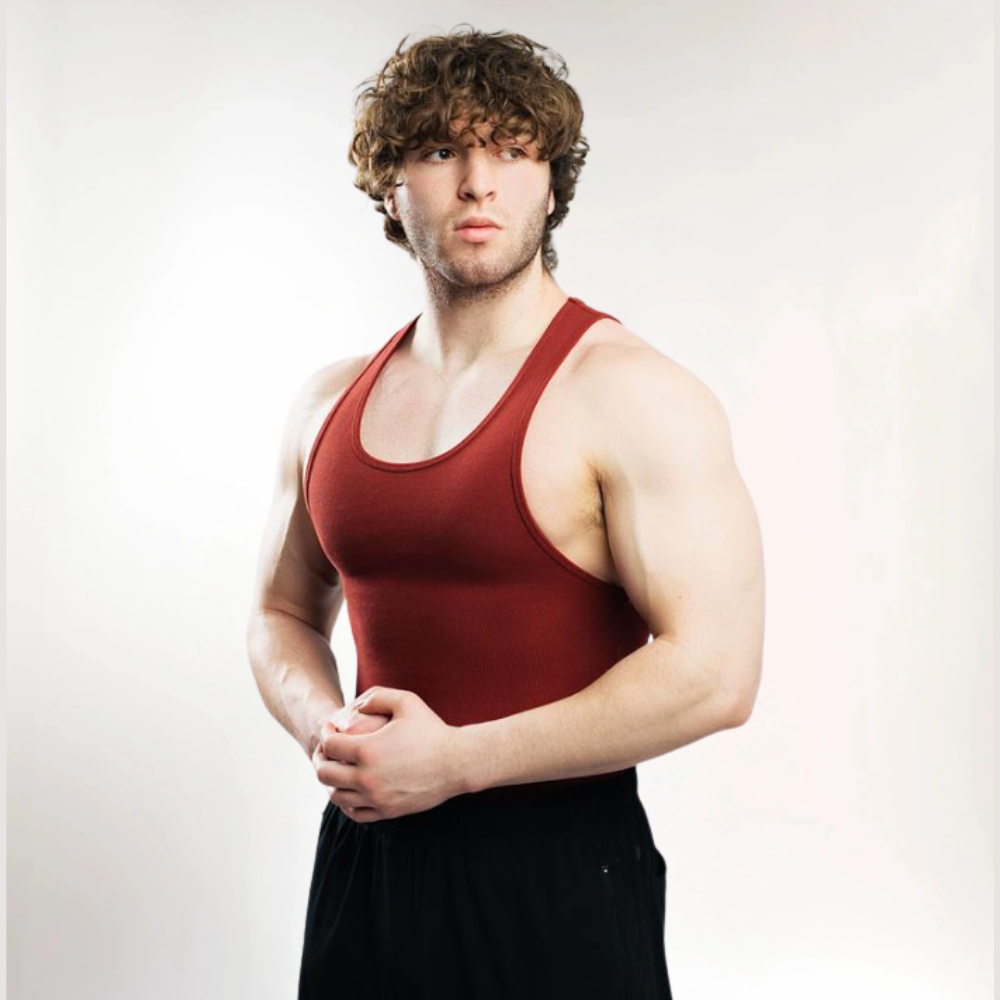 Cotton 340gsm Tank Top in Crimson Red, ärmellos mit Rundhalsausschnitt