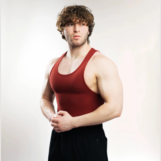 Cotton 340gsm Tank Top in Crimson Red, ärmellos mit Rundhalsausschnitt