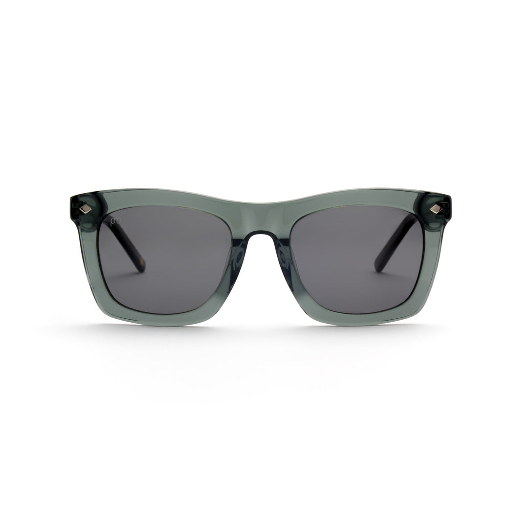 Devlin sunglasses, dark green frame with gray smoke lenses