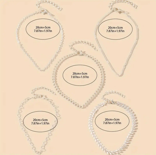 Anklet set measurements: 20cm+5cm (7.87in+1.97in) for each chain