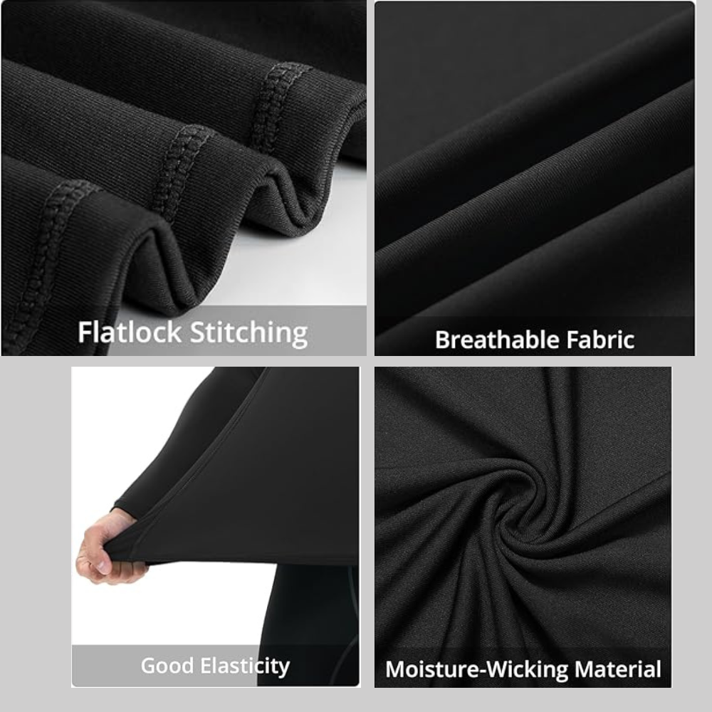 Long-Sleeve Shirt schwarz: Flachnaht, atmungsaktiver Stoff, feuchtigkeitsableitend