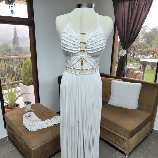 ALTYSAN COUTURE Artemis Beach Party Dress Rückansicht: geschnürtes Trägerkleid, weiß