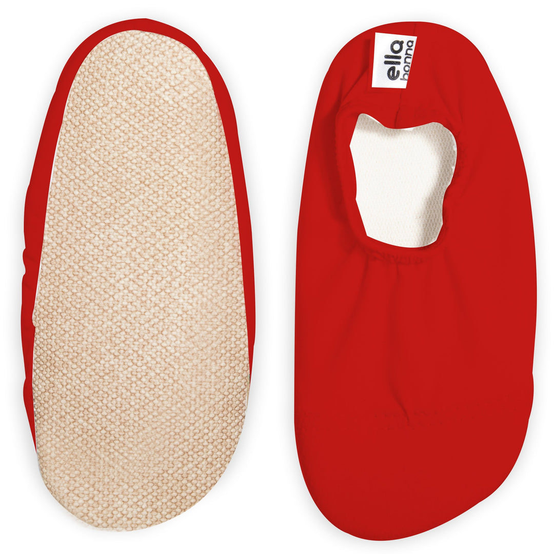 Burgundy sea shoe with textured non-slip sole, interior view