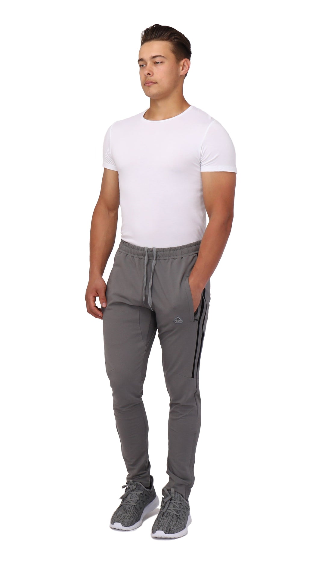 Flex Jogger-Sweatpants (TALL) dunkelgrau mit schwarzen Seitenstreifen, Kordelzug