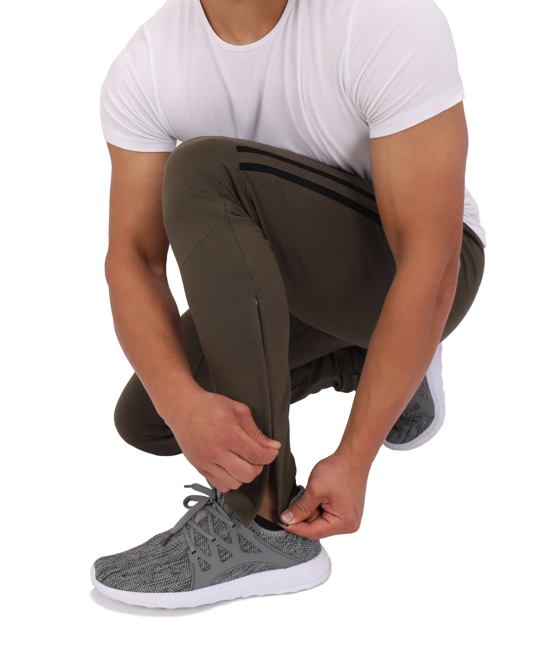 ULTIMATE Flex jogger sweatpants (tall) in olive with black side stripes and cuffs
