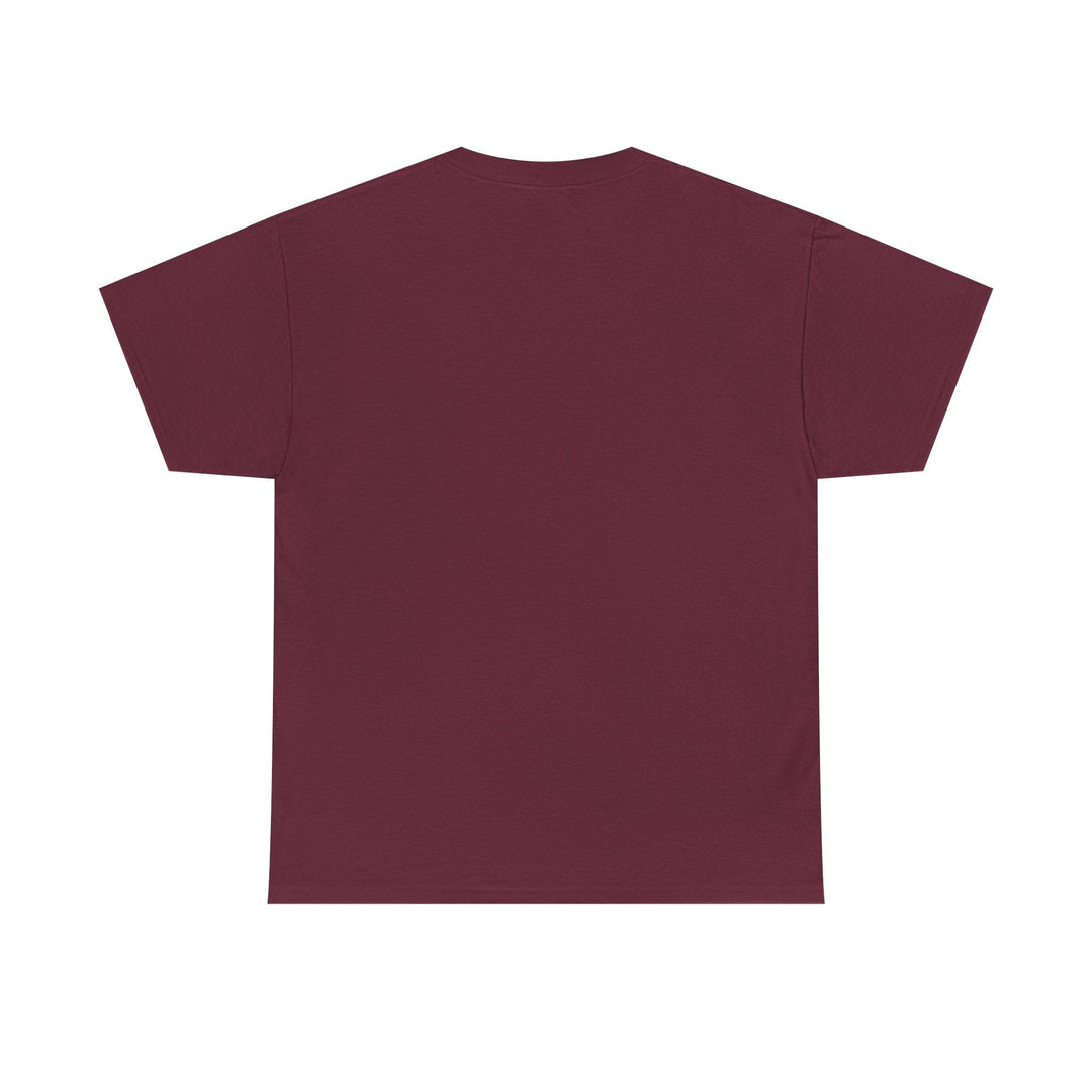 We The Believers faith T-shirt, maroon crew neck tee, plain back view