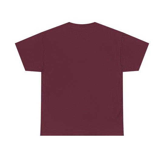 We The Believers faith T-shirt, maroon crew neck tee, plain back view