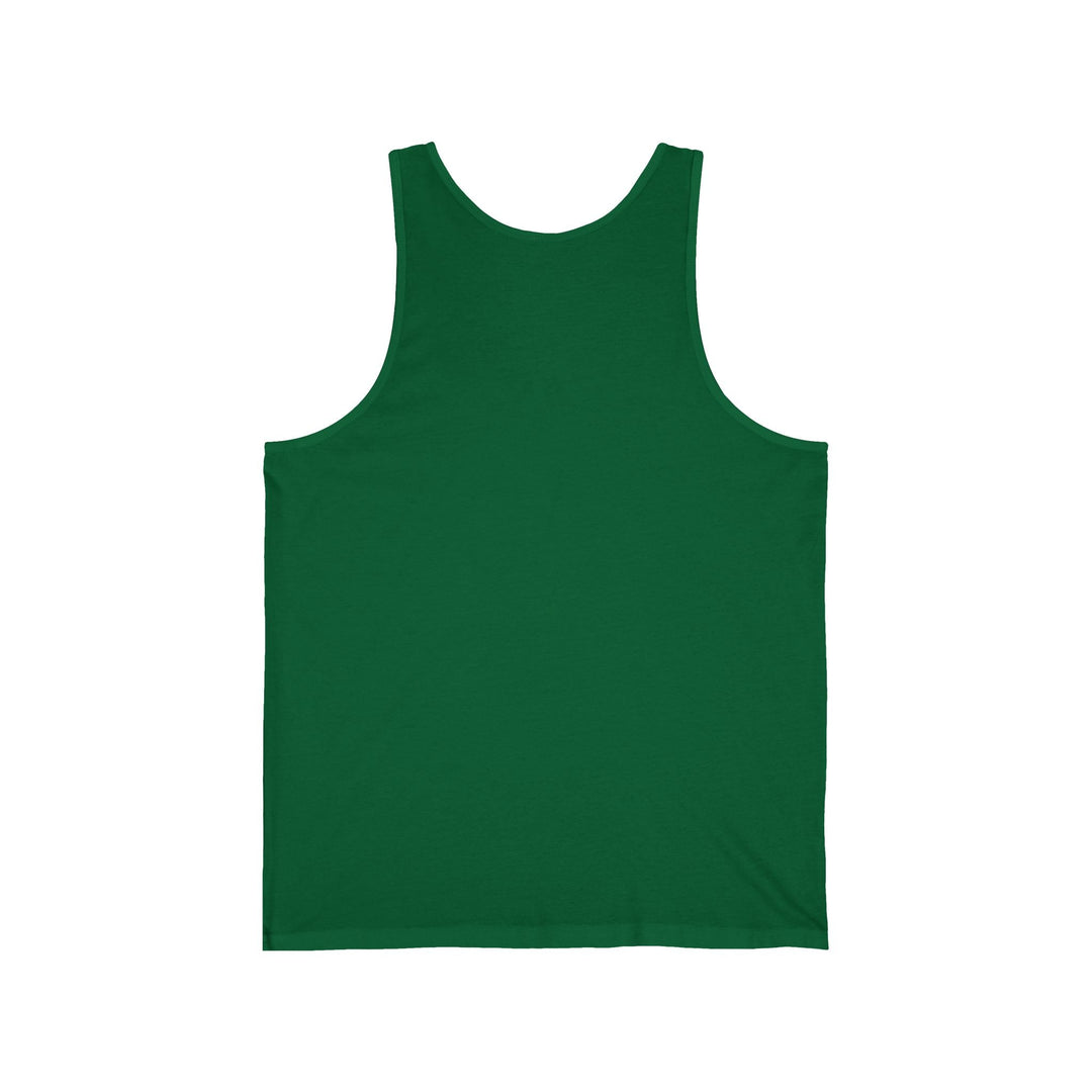 Green tank top with scoop neckline and wide shoulder straps