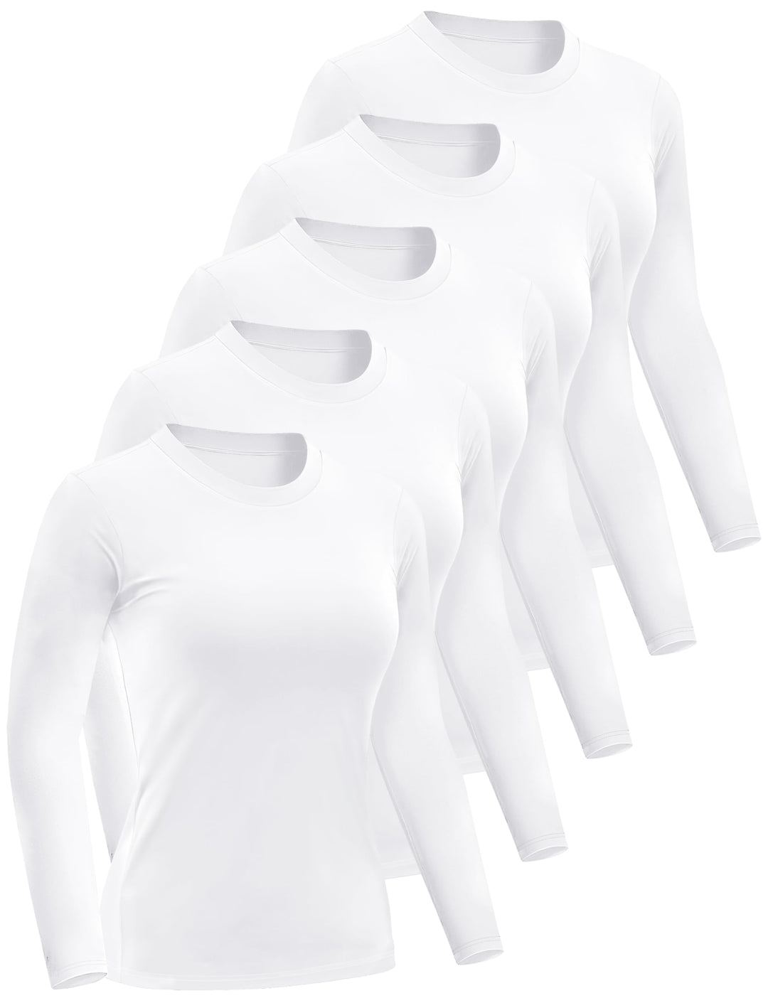 4/5 Pack Women’s Long Sleeve Basic Shirts Crew Neck Slim Fitted Compression Gym Workout Athletic Underscrubs Tops