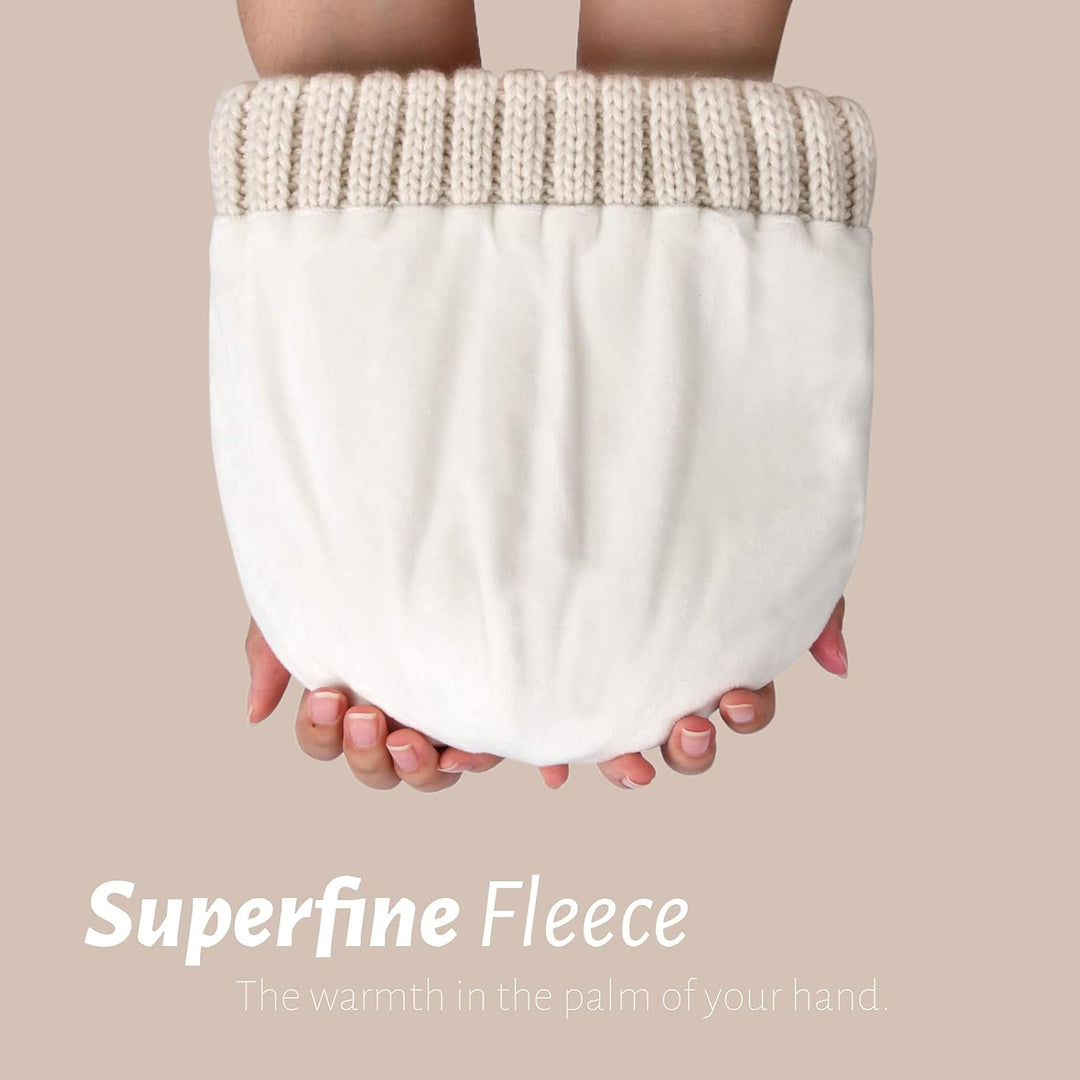 Folded cuff beanie showing white fleece lining interior