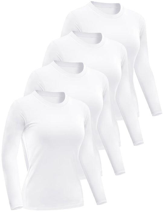 4/5 Pack Women’s Long Sleeve Basic Shirts Crew Neck Slim Fitted Compression Gym Workout Athletic Underscrubs Tops