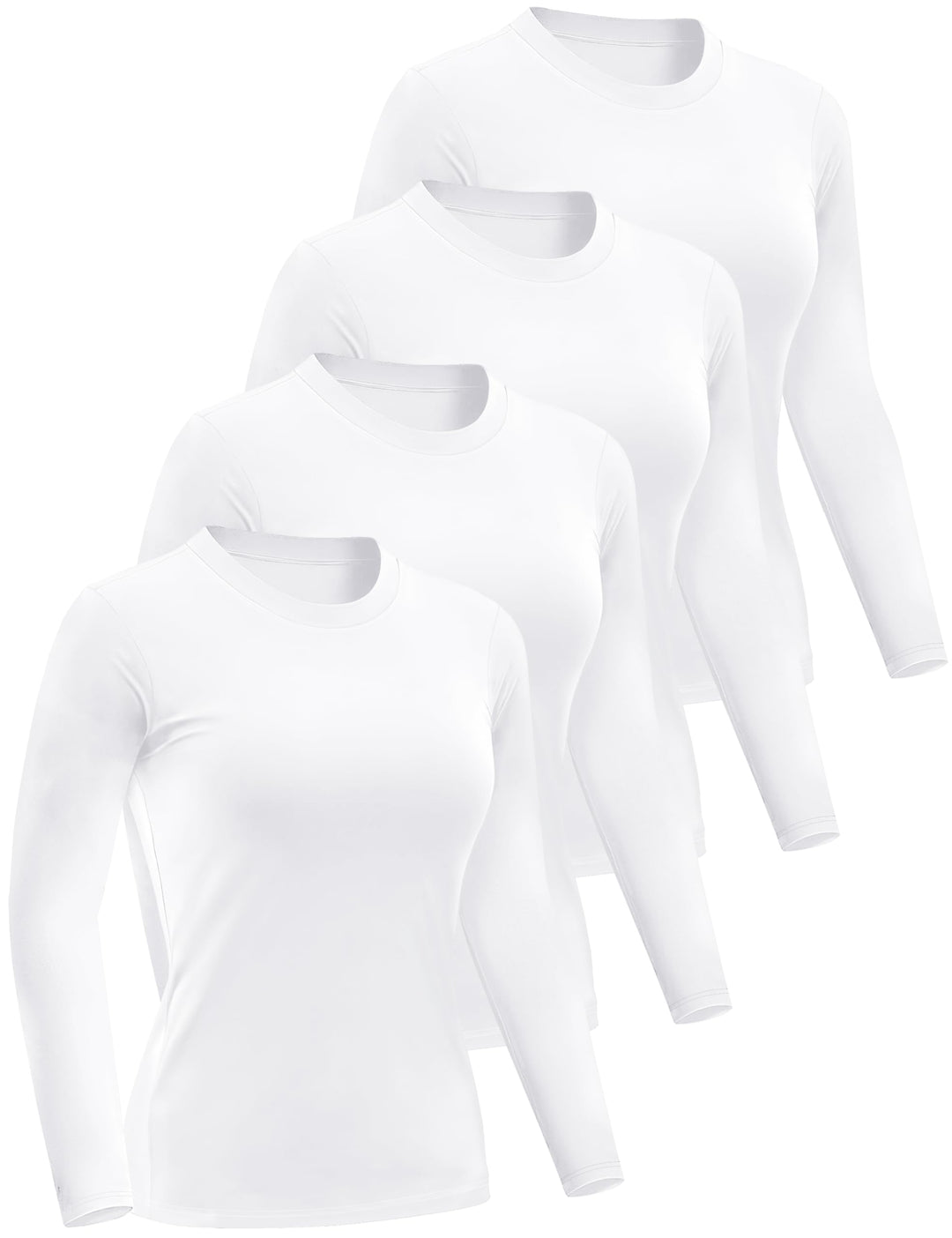 4/5 Pack Women’s Long Sleeve Basic Shirts Crew Neck Slim Fitted Compression Gym Workout Athletic Underscrubs Tops