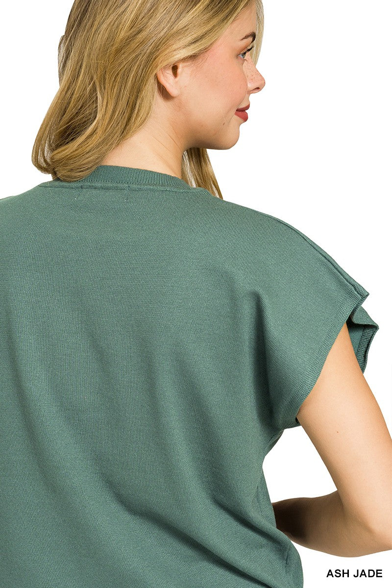 Ash Jade Kurzarm-Pullover mit Rundhalsausschnitt, Rückansicht