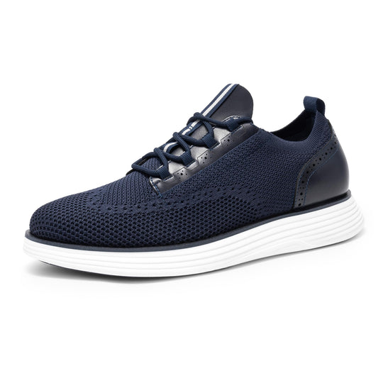 MaxFlex wingtip sneakers, dark navy mesh upper with lace-up and white sole