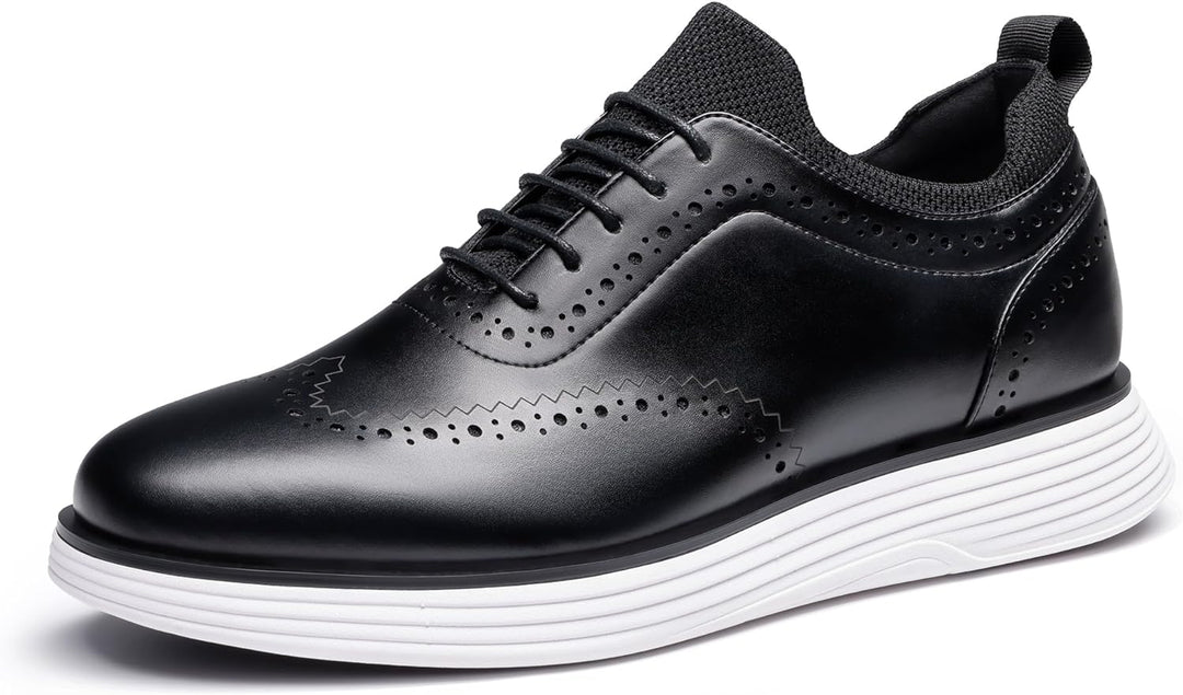 Black MaxFlex wingtip sneakers with lace-up front and perforated brogue detailing