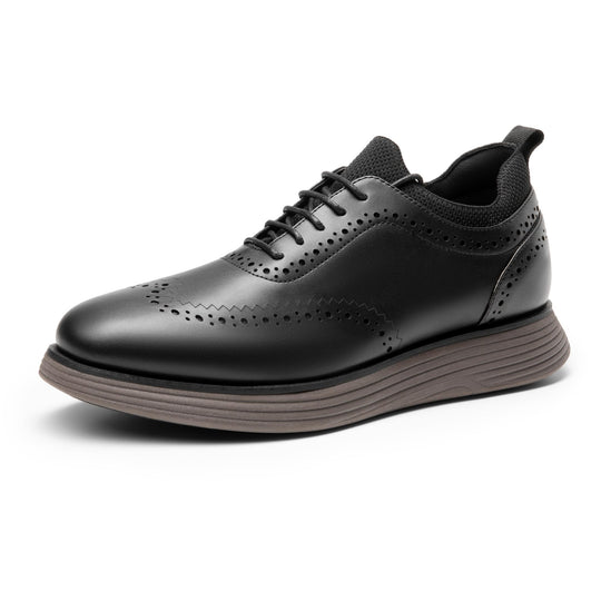 Bruno Marc MaxFlex Wingtip Sneaker in black leather, lace-up with wingtip cutouts
