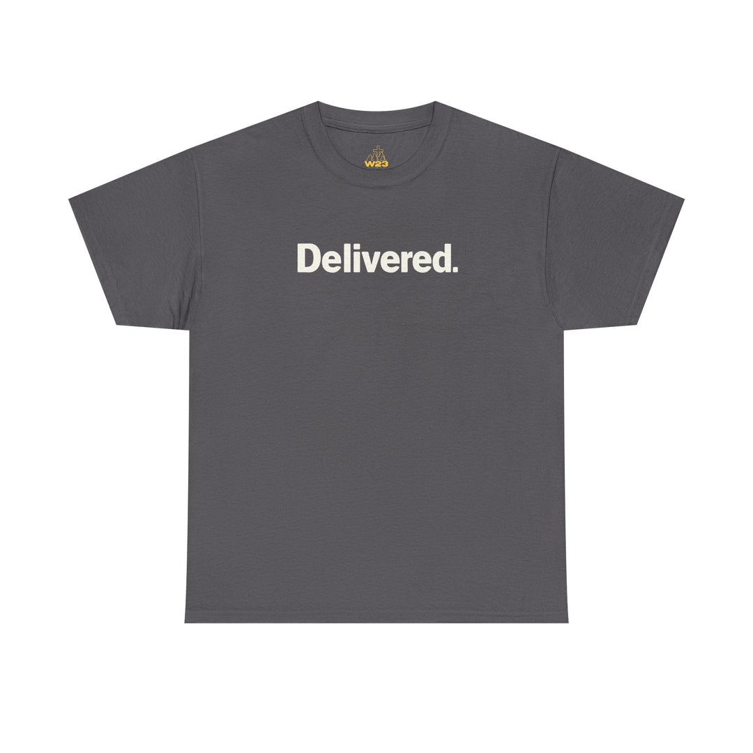 Charcoal gray Delivered. graphic T-shirt, crew neck short sleeves