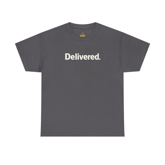 Charcoal gray Delivered. graphic T-shirt, crew neck short sleeves