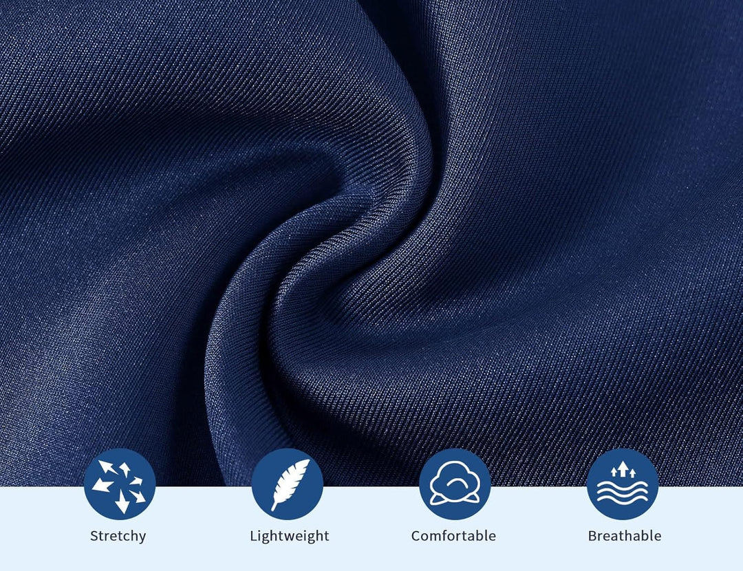 Dark blue fabric close-up with fine texture, stretch track suit material