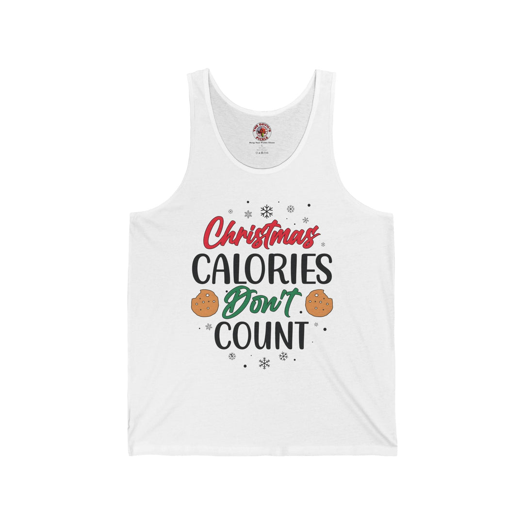 Weißes Tanktop mit Aufdruck „Christmas Calories Don’t Count“