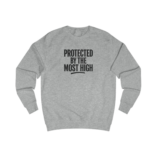 Heather Grey crewneck sweatshirt with “Protected By The Most High” front print.