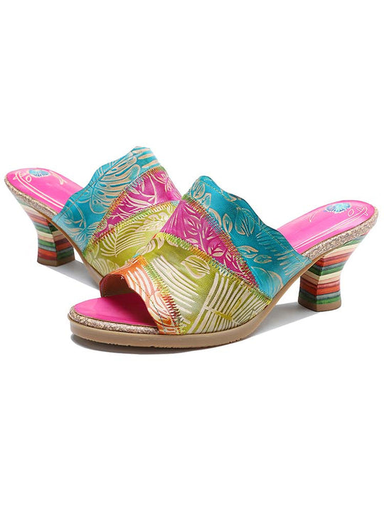 Four Color Splicing Slippers