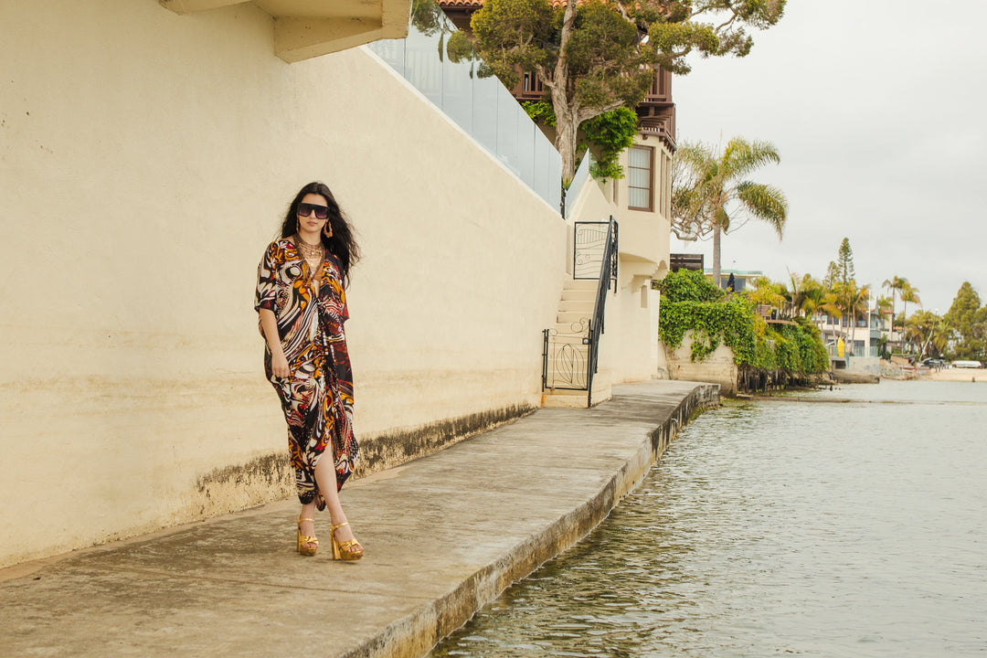 Actius Caftan Kaftan Dress in Rouge