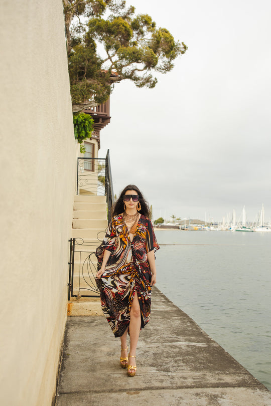 Actius Caftan Kaftan Dress in Rouge