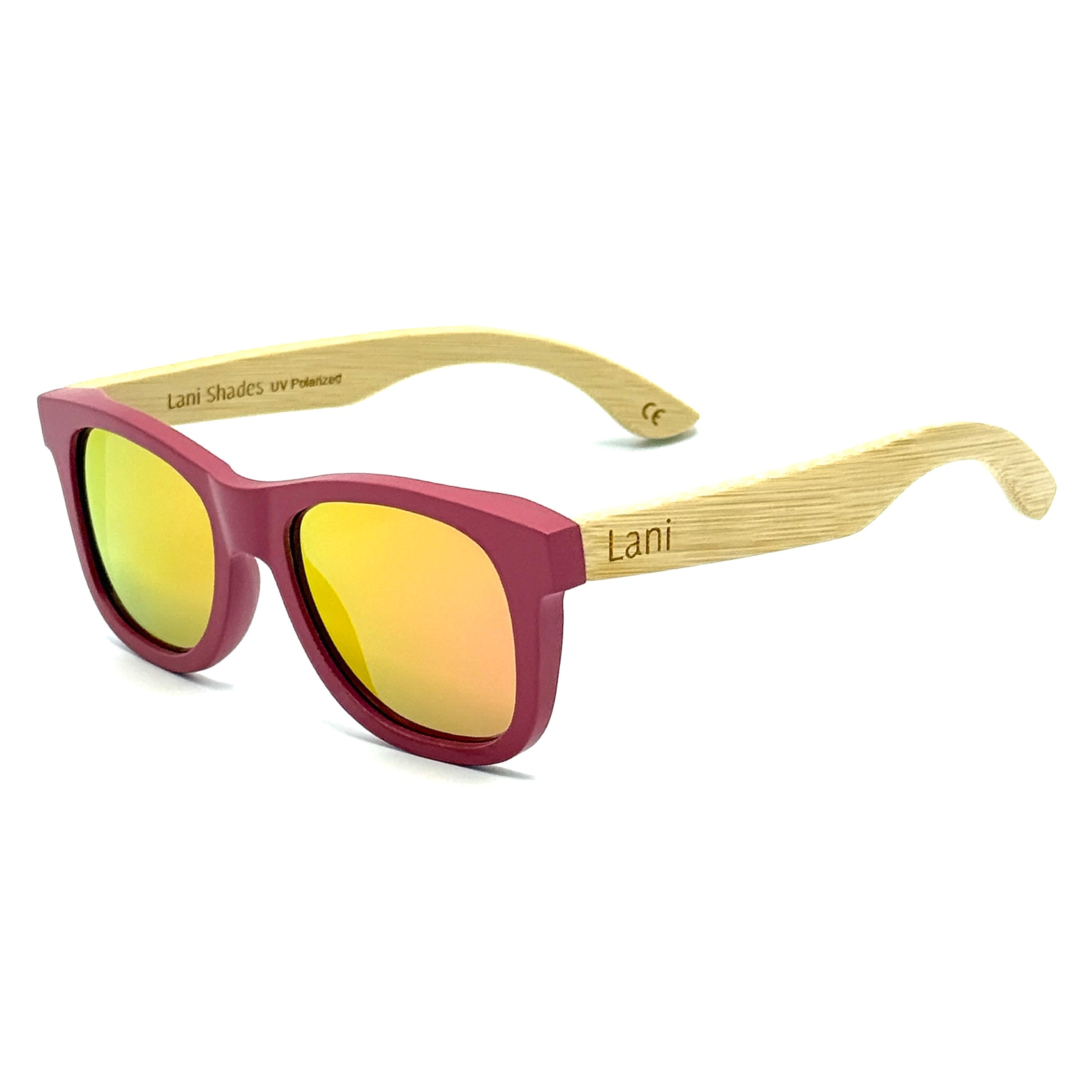 Aina Ono Sonnenbrille, Akala Pink Linsen; rosa Rahmen mit Holzschläfen