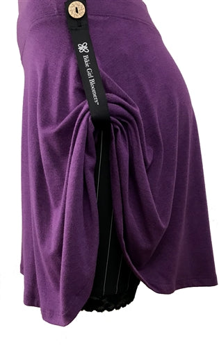 Purple bloomers with knotted back bow and lace scalloped hem