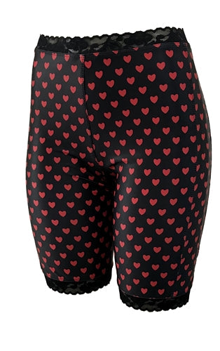 Sweet Love Bloomers: schwarze Spitzenbloomers mit roten Herzchen, Frontansicht