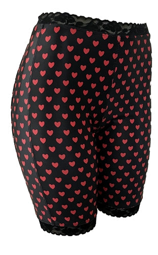 Sweet Love Bloomers: schwarze Spitzenbloomers mit roten Herzchen, Seitenansicht